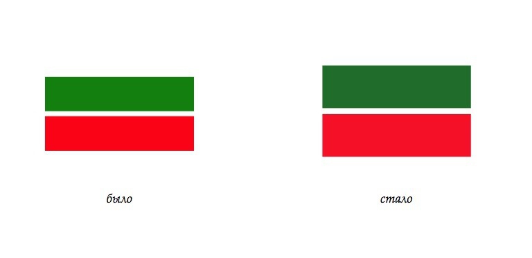 Comparison of the old and new construction of the Tatarstan flag