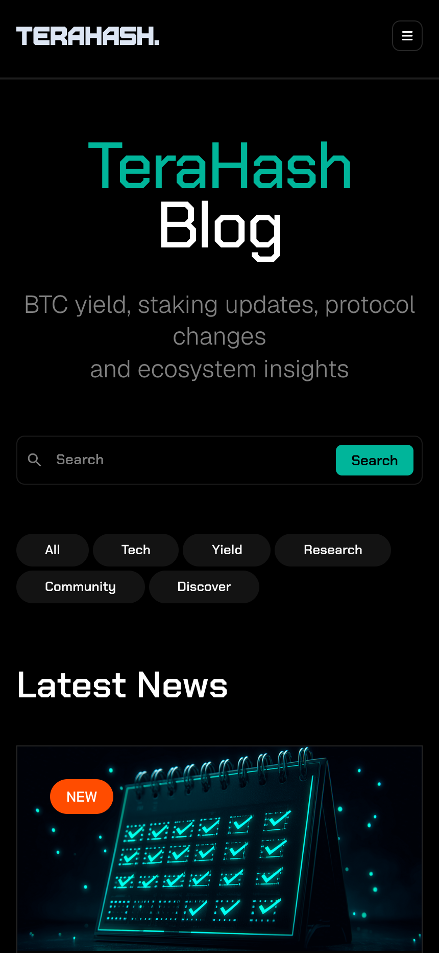 TeraHash — mobile blog page