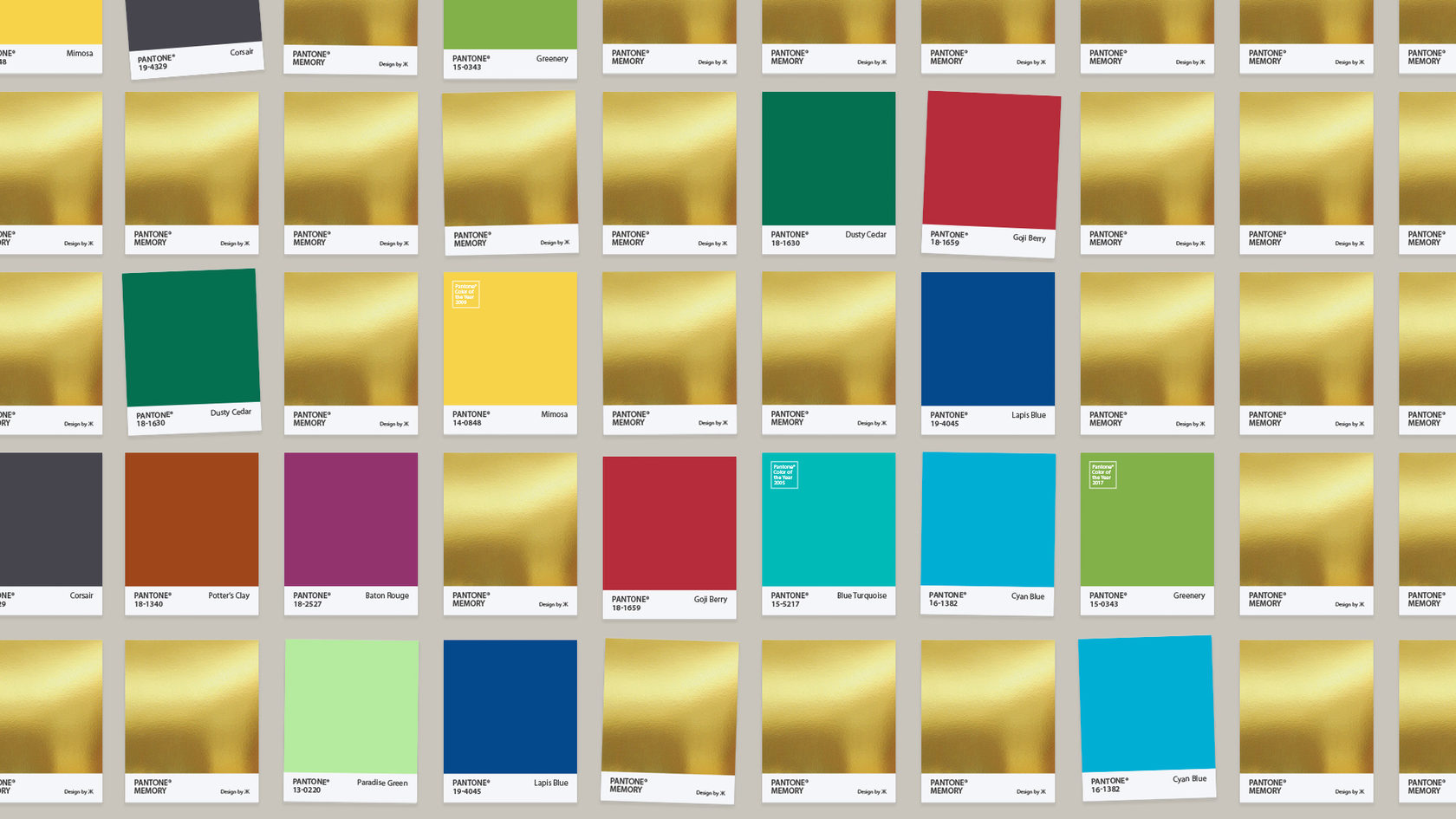 Настольная игра Pantone Memory — общий вид карт