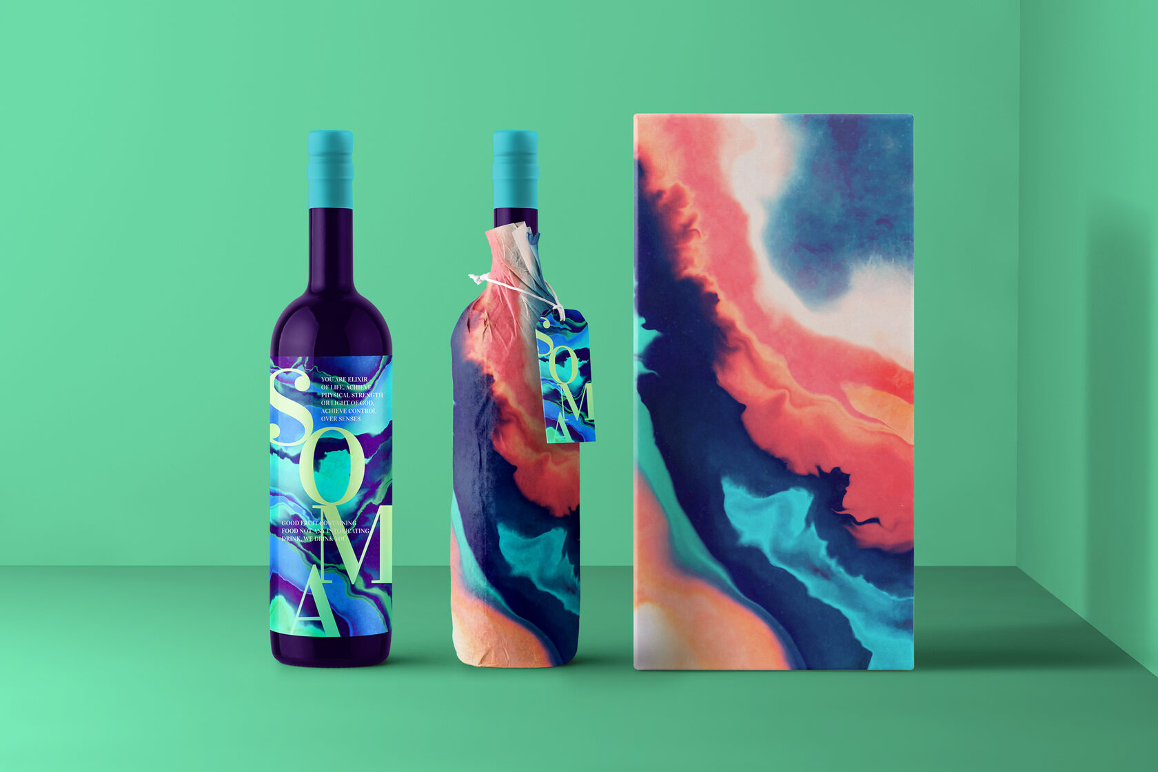 Упаковка вина Soma Wine — бутылки и подарочная коробка